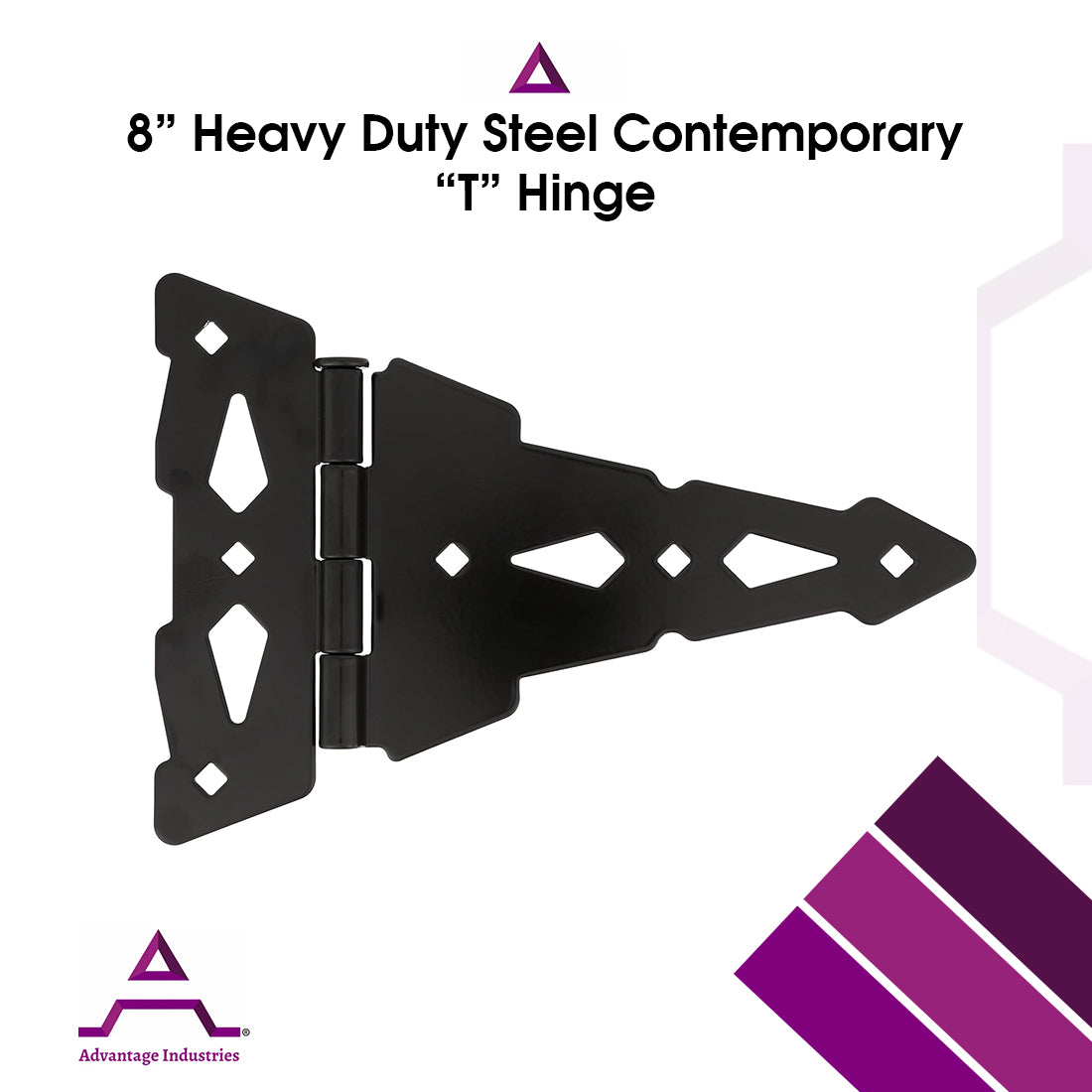 Advantage Industries Heavy Duty 8" Decorative Contemporary T Hinge (AD2005)