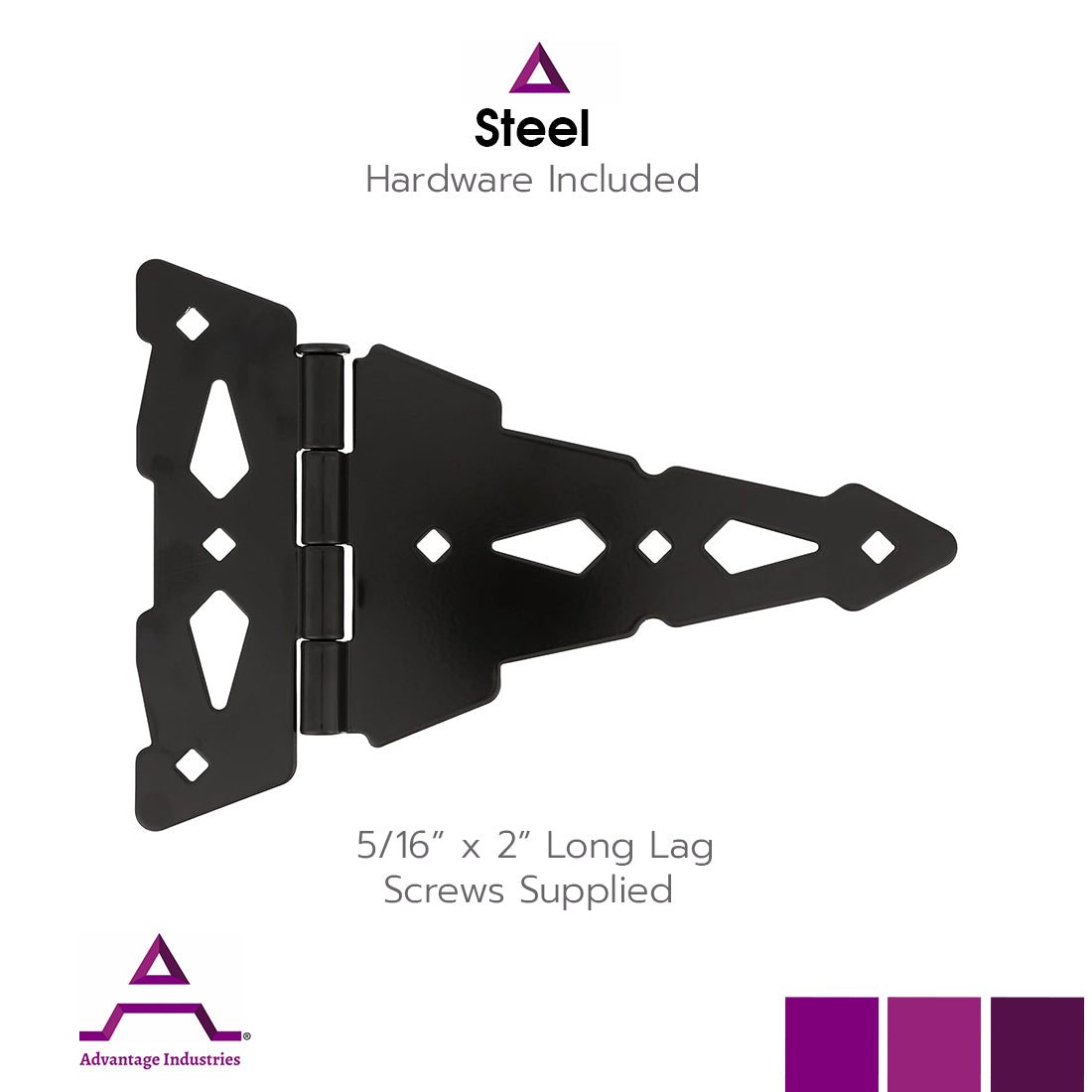 Advantage Industries Heavy Duty 8" Decorative Contemporary T Hinge (AD2005)