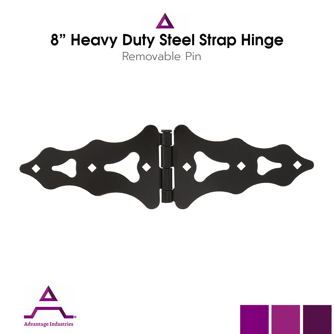 Advantage Industries Heavy Duty 8” Decorative & Traditional Style Strap Hinge (AD2002)