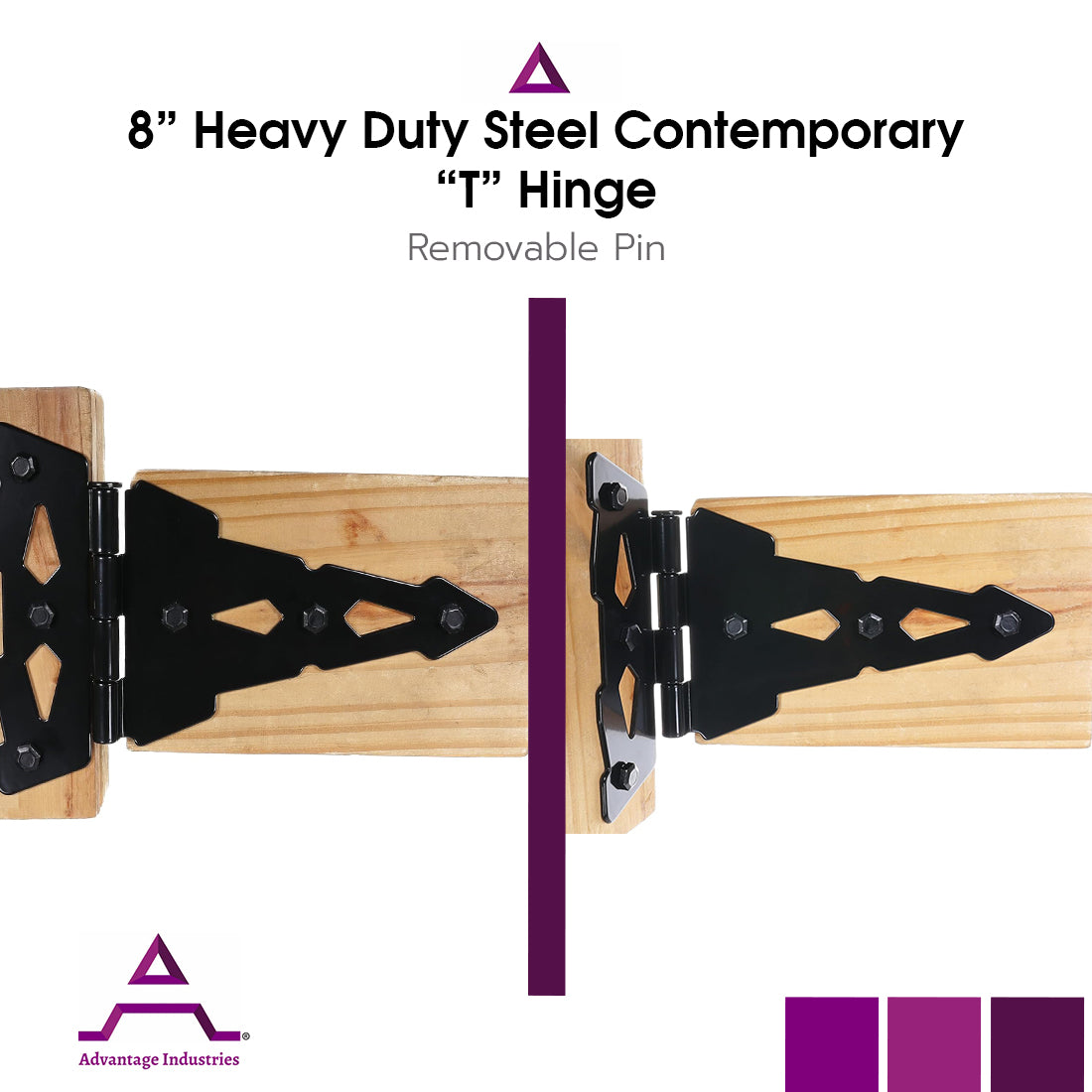 Advantage Industries Heavy Duty 8" Decorative Contemporary T Hinge (AD2005)