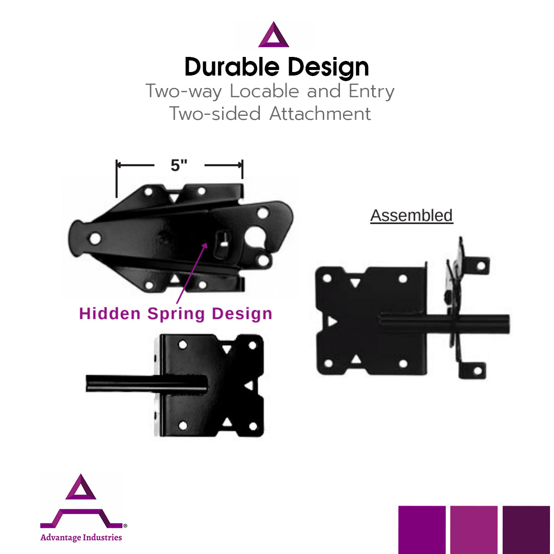 Advantage Industries Pad-Lockable Self-Latching Latch (AD1002)