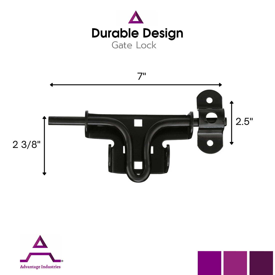 Advantage Industries Pad-Lockable Slide Bolt Latch (AD2012)