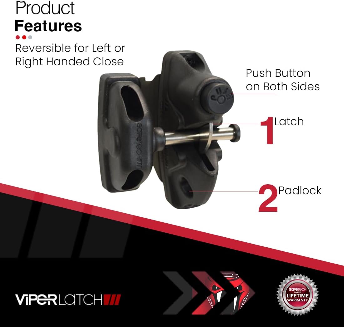 Safetech Hardware 5" Two-Sided Gate Latch for Vinyl/PVC (VIPERX5-5")