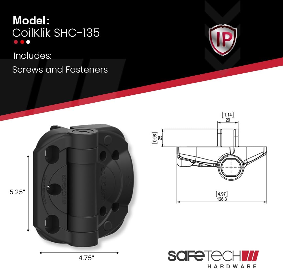Safetech Hardware CoilKlik Self-Closing Gate Hinge (SHC-135)