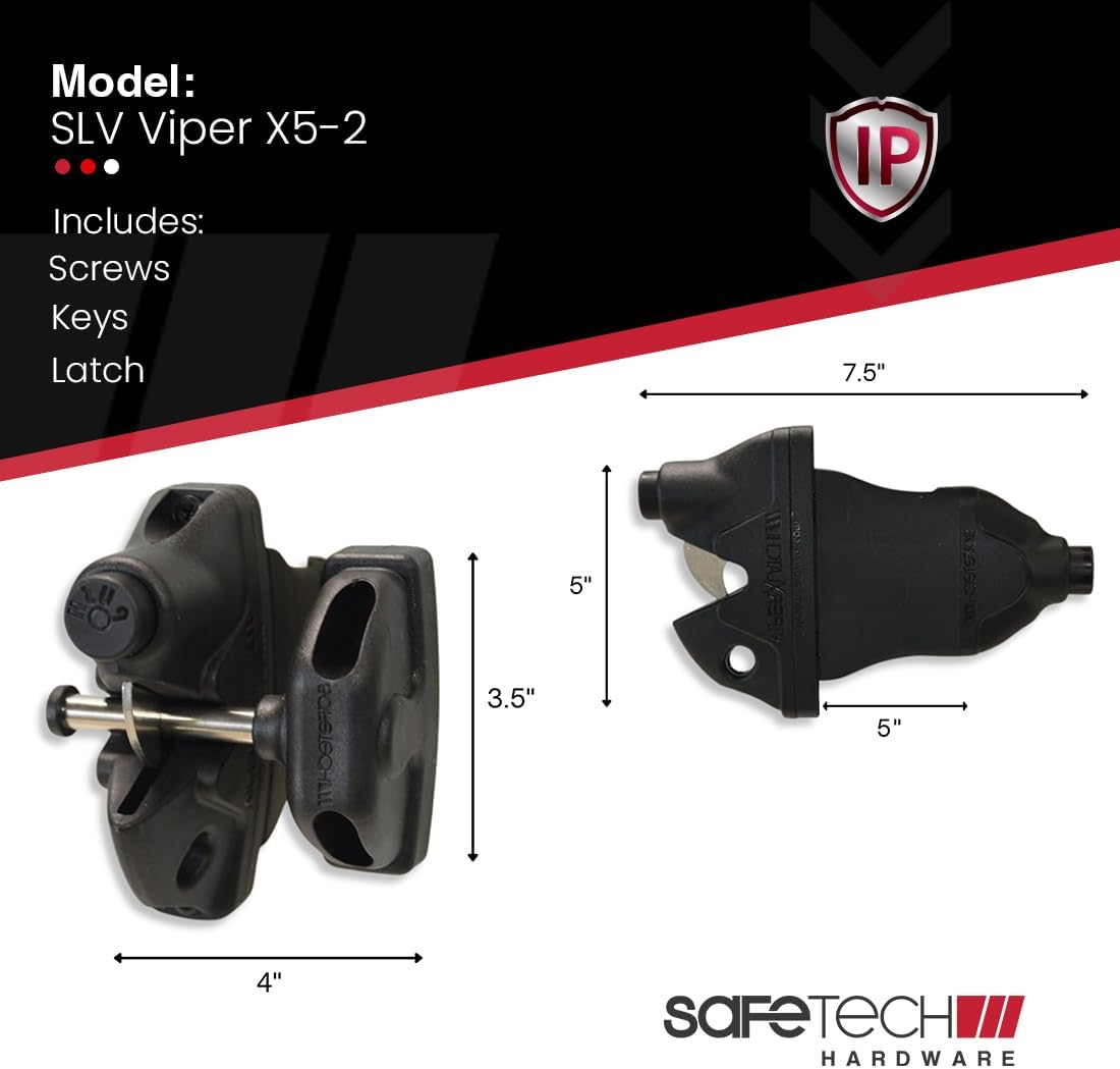 Safetech Hardware 5" Two-Sided Gate Latch for Vinyl/PVC (VIPERX5-5")