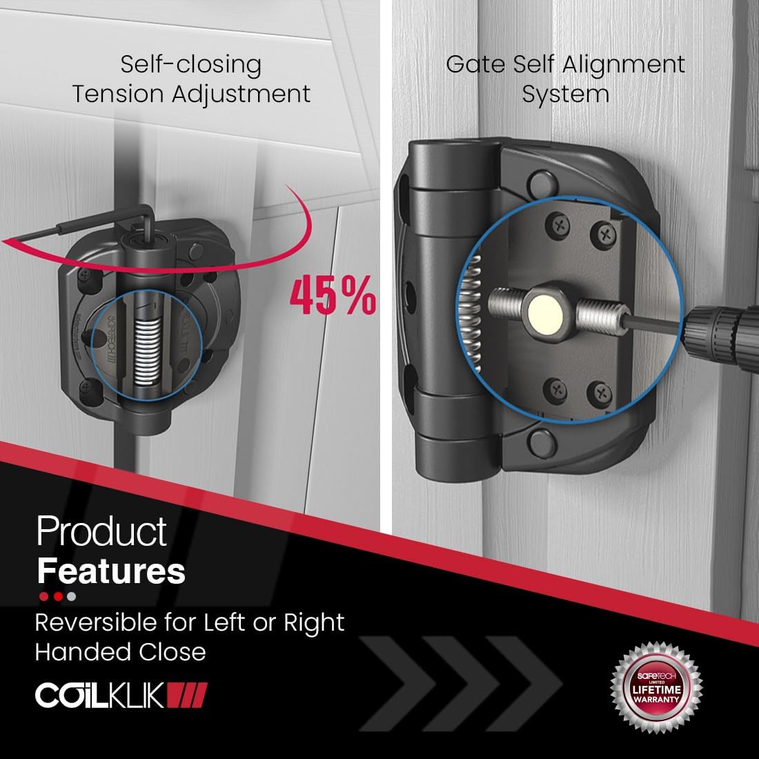 Safetech Hardware CoilKlik Self-Closing Gate Hinge (SHC-135)