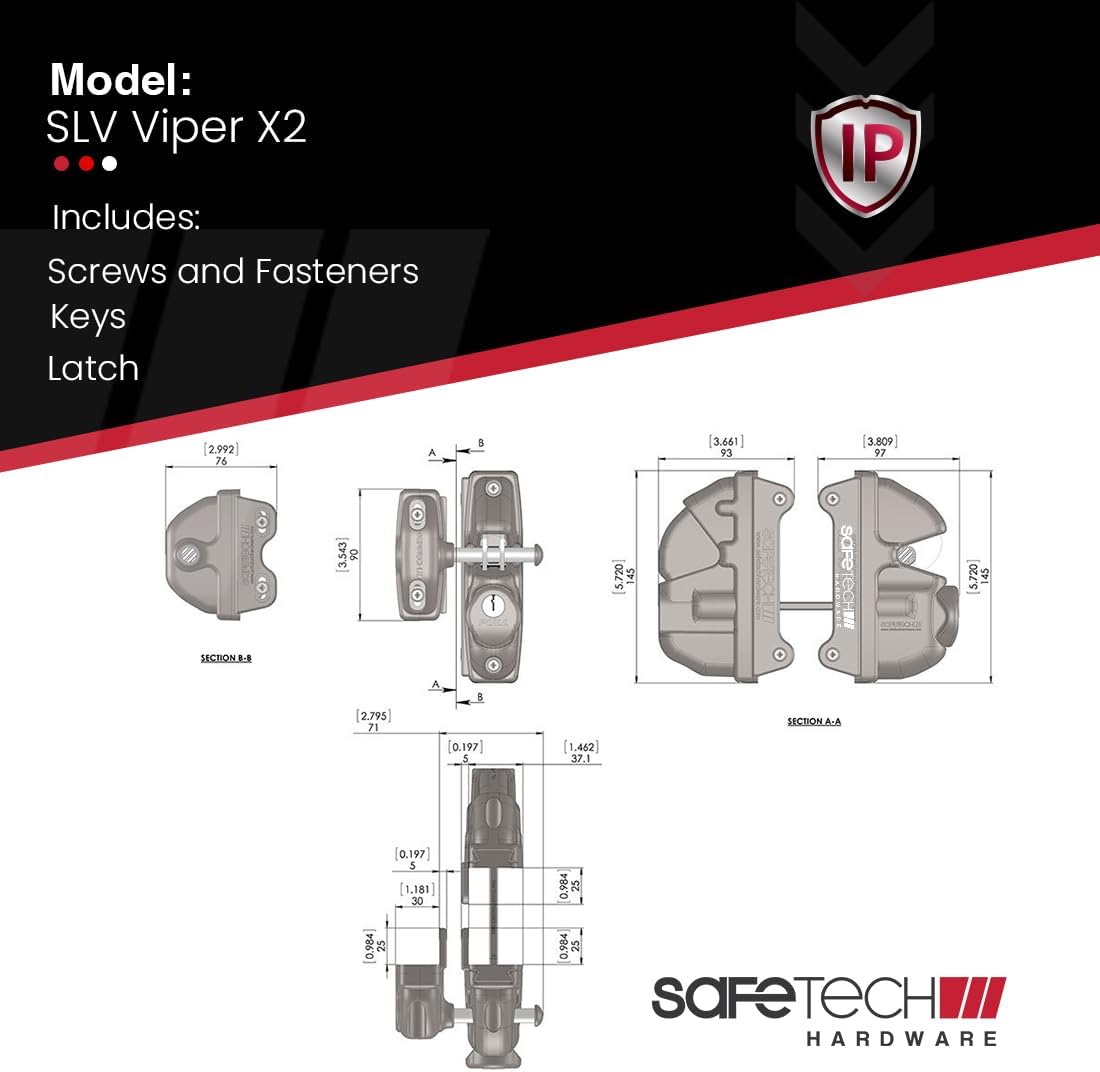 Safetech Hardware Two-Sided Keyed Alike Gravity Gate Latch (VIPERX2)
