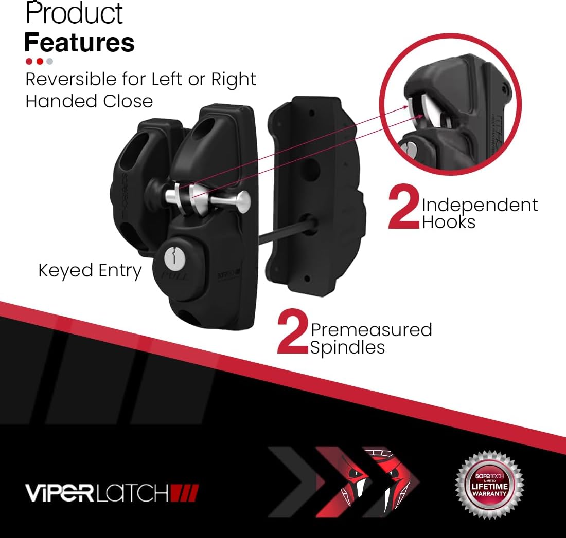 Safetech Hardware Two-Sided Keyed Alike Gravity Gate Latch (VIPERX2)