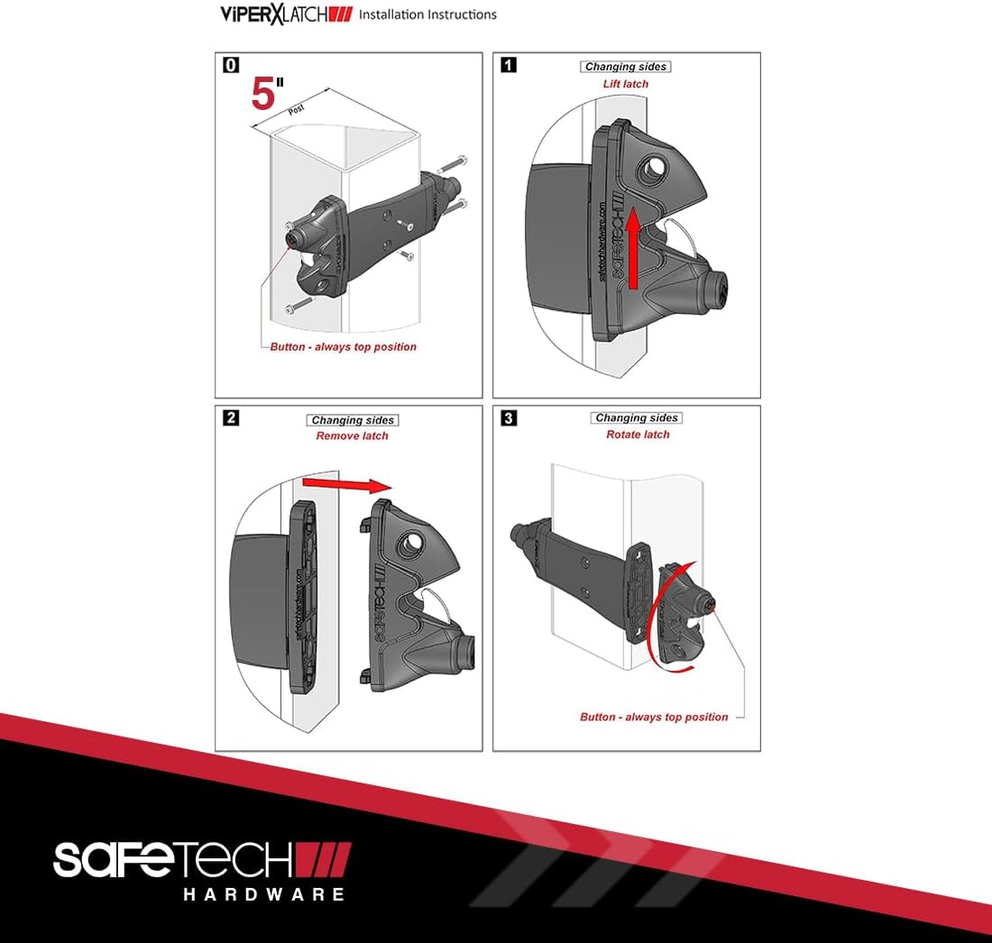 Safetech Hardware 5" Two-Sided Gate Latch for Vinyl/PVC (VIPERX5-5")