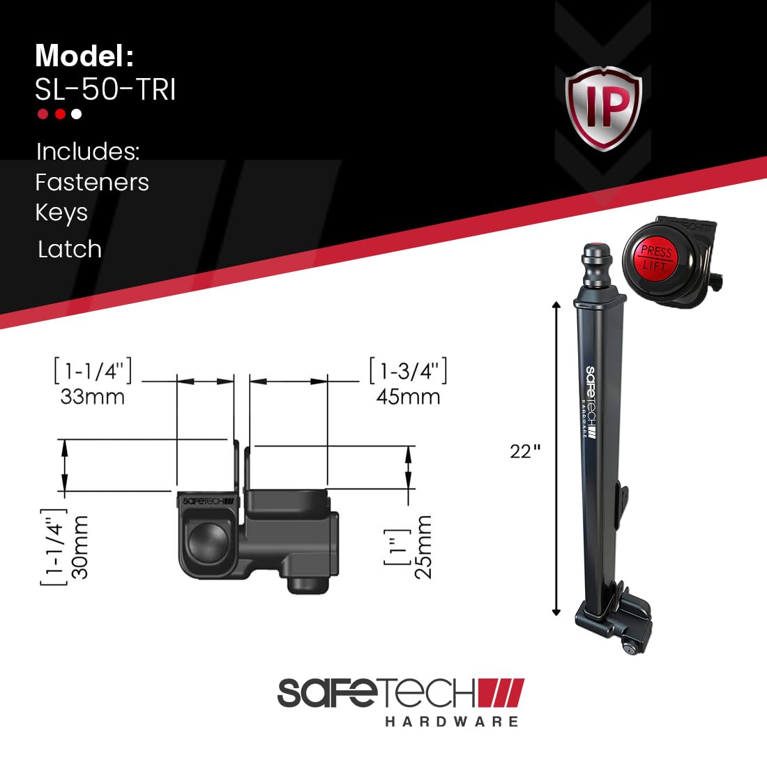 Safetech Hardware 22-inch Push Lock Magnetic Top Pull Gate Latch (SL-50TRI)