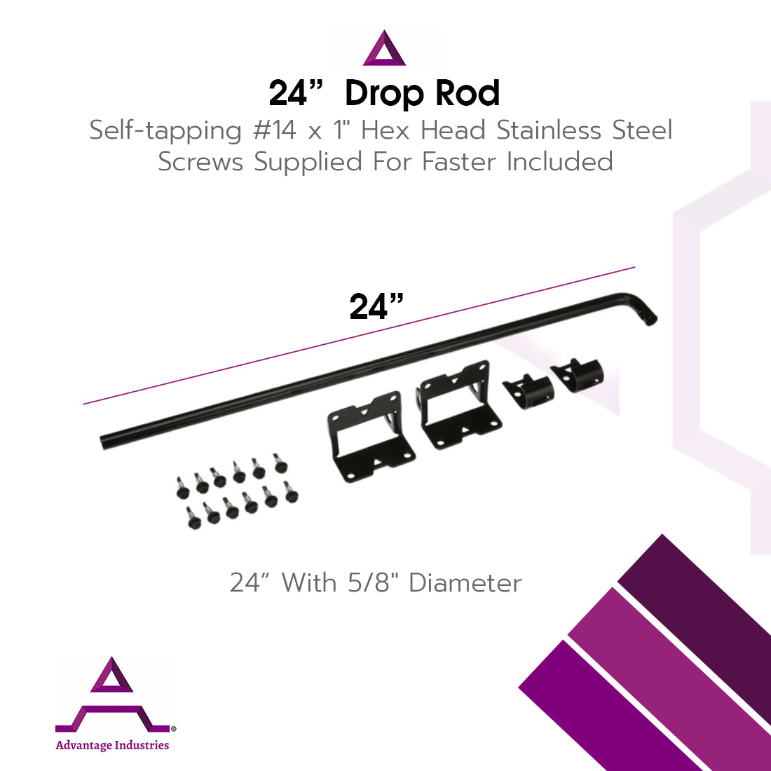 Advantage Industries 24"/42" Stainless Steel Drop Rod (AD1003)