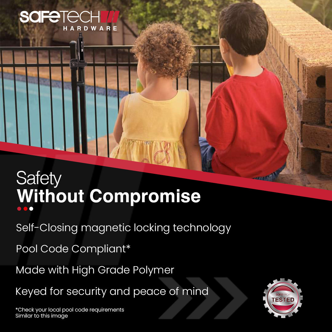 Safetech Hardware 10-inch Magnetic Top Pull Gate Latch (SL-25H)